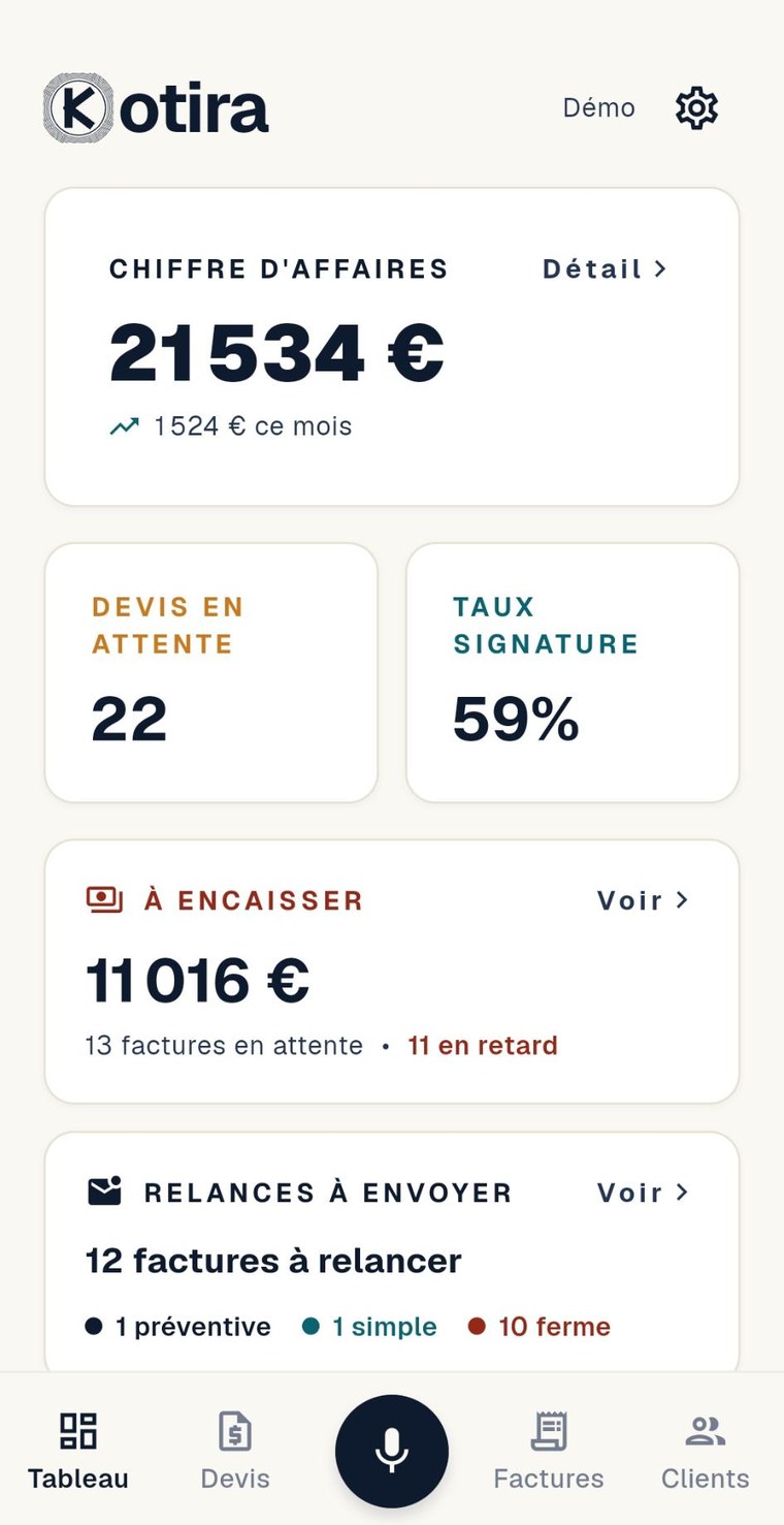Écran d'accueil Kotira